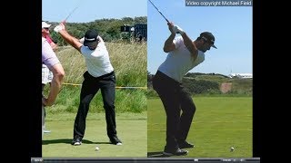 Jon Rahm golf swing  Long Iron faceon amp downtheline July 2017 [upl. by Rovit]