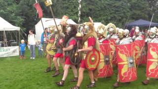 Roman Reenactment at the Amphitheatre in Caerleon Marching In [upl. by Aromat]