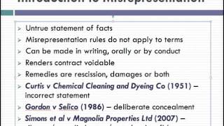 Misrepresentation Lecture 1 of 4 [upl. by Amlus595]